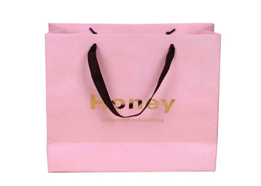 Pink Color Paper Shopping Bags Vivid Accurate Printing OEM / ODM Available supplier