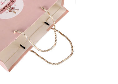 Pink Color Paper Shopping Bags Reusable For Promotion / Shopping / Gift supplier