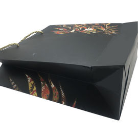 Ribbon Handle Large Paper Carrier Bags Black Color Paperboard Material supplier