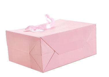 Pink Color Paper Shopping Bags Vivid Accurate Printing OEM / ODM Available supplier