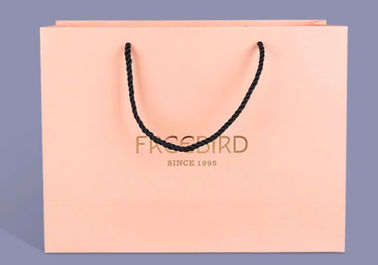 Delicate Bespoke Printed Paper Bags , Pink Paper Carrier Bags Accurate 4C Printing supplier
