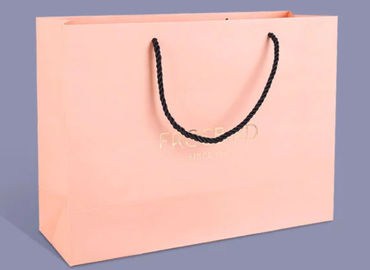 Delicate Bespoke Printed Paper Bags , Pink Paper Carrier Bags Accurate 4C Printing supplier