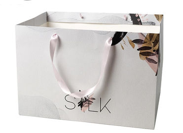 Offset Printing White Paper Shopping Bags With Matt / Glossy Lamination Surface Handling supplier