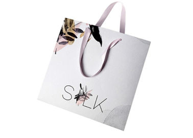 Offset Printing White Paper Shopping Bags With Matt / Glossy Lamination Surface Handling supplier
