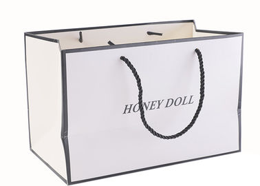 OEM / ODM White Merchandise Bags , Biodegradable Paper Carrier Bags With Logo supplier