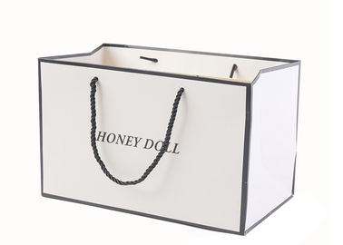 OEM / ODM White Merchandise Bags , Biodegradable Paper Carrier Bags With Logo supplier