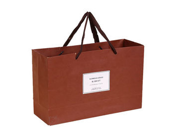 Customized Size Paper Shopping Bags Medium Soft Hardness Brown Color supplier