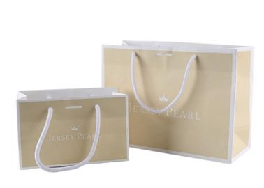 Customized Size Paper Shopping Bags With Silk Ribbon / Circle Tube Handle supplier