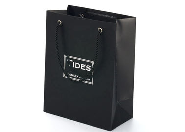 Black Color Paper Merchandise Bags , Promotional Recycled Paper Carrier Bags supplier