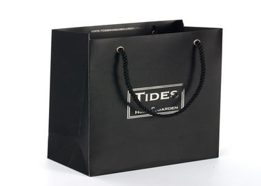 Black Color Paper Merchandise Bags , Promotional Recycled Paper Carrier Bags supplier