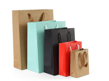 Durable Coloured Paper Carrier Bags Matt / Glossy Lamination Surface Handling supplier