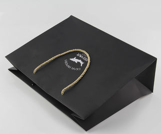 Black Color Printed Kraft Paper Bags High Elasticity With Nylon Rope Handle supplier