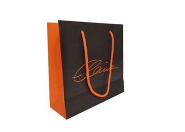 Decorative Custom Printed Paper Bags Black / Orange Color Eco Friendly supplier
