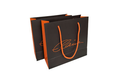 Decorative Custom Printed Paper Bags Black / Orange Color Eco Friendly supplier