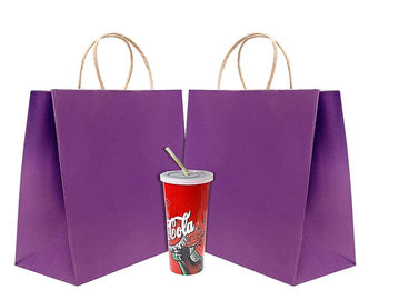 12 * 16 * 6 Inches Custom Kraft Paper Bags , Purple Paper Bags With Handles supplier