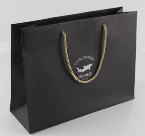 Black Color Printed Kraft Paper Bags High Elasticity With Nylon Rope Handle supplier