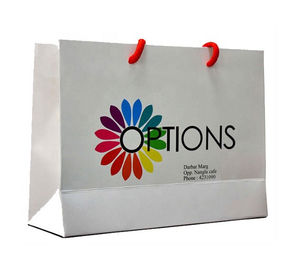 White Printed Kraft Paper Bags Customzied Thickness For Company Promotion supplier