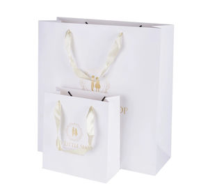 Ribbon Handle Printed Kraft Paper Bags Matt / Glossy Lamination Surface Handling supplier