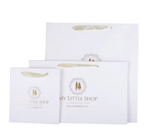 Ribbon Handle Printed Kraft Paper Bags Matt / Glossy Lamination Surface Handling supplier