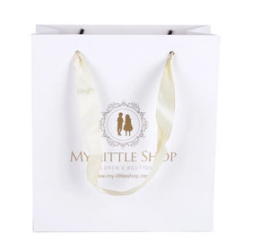 Ribbon Handle Printed Kraft Paper Bags Matt / Glossy Lamination Surface Handling supplier