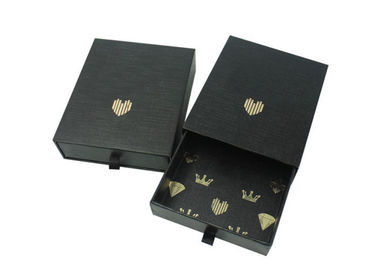 Drawer Type Custom Printed Gift Boxes Black Color Gloss / Matte Lamination supplier