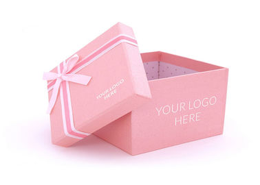 Square Shape Pink Present Box , Logo Packaging Boxes Paperboard Material supplier