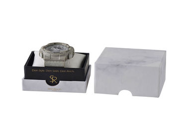 Cardboard Morden Marble Gift Box , Single Watch Gift Boxes With Pillow supplier