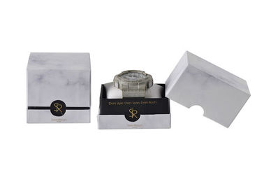 Cardboard Morden Marble Gift Box , Single Watch Gift Boxes With Pillow supplier