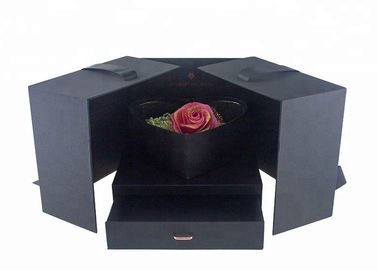 Heart Shape Flower Gift Box With Drawer Double Opening Ribbon Decoration supplier