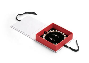 Thickness 2mm Luxury Gift Packaging Boxes Flip Top Ribbon Closure For Jewelry supplier