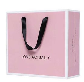 Pink Color Personalized Paper Shopping Bags Popular ODM / OEM Available supplier