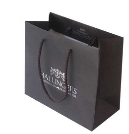 Professional Small Black Paper Bags , Personalised Paper Bags With Ribbon Handle supplier