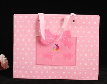 Delicate Custom Printed Paper Bags / Pink Paper Carrier Bags For Toys / Jewelry supplier