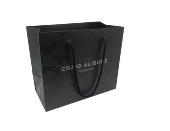 High End Custom Printed Paper Bags / Black Paper Gift Bags Embossed Surface Disposal supplier