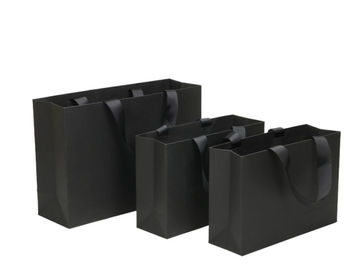 Soft Edge Black Paper Carrier Bags , Recycled Gift Bags Various Shape Available supplier