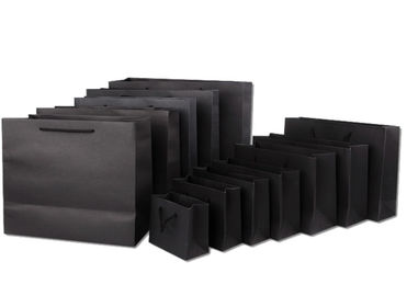 Soft Edge Black Paper Carrier Bags , Recycled Gift Bags Various Shape Available supplier