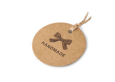 Recyclable Aseptic Kraft Paper Hang Tags , Round Swing Tags Customized Size supplier