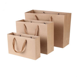 Biodegradable Printed Brown Paper Bags , Kraft Paper Gift Bags High Durability supplier