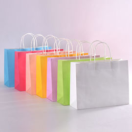 Customized Size Coloured Kraft Paper Bags , Brown Paper Gift Bags Eco - Friendly supplier
