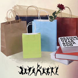 Customized Size Coloured Kraft Paper Bags , Brown Paper Gift Bags Eco - Friendly supplier