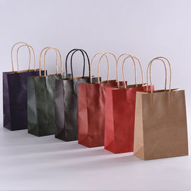 Customized Size Coloured Kraft Paper Bags , Brown Paper Gift Bags Eco - Friendly supplier