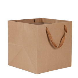 Flat Handle Plain Brown Gift Bags Customized Logo Biodegradable Durable supplier