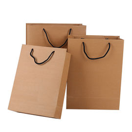 Cotton Handle Custom Printed Brown Paper Bags Recyclable Water Soluble Feature supplier