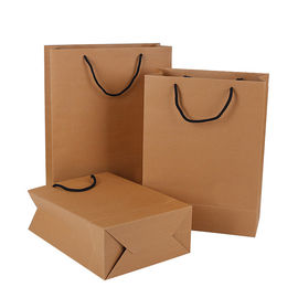 Cotton Handle Custom Printed Brown Paper Bags Recyclable Water Soluble Feature supplier