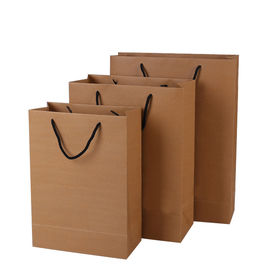 Cotton Handle Custom Printed Brown Paper Bags Recyclable Water Soluble Feature supplier
