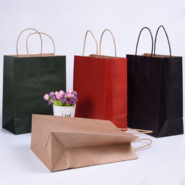 Folding Brown Paper Shopping Bags With Strong Heat Resistant Glue Reinforce supplier