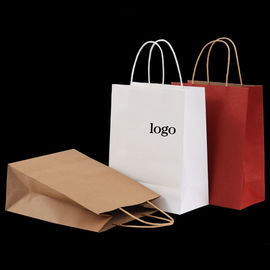 Folding Brown Paper Shopping Bags With Strong Heat Resistant Glue Reinforce supplier