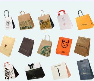 Folding Brown Paper Shopping Bags With Strong Heat Resistant Glue Reinforce supplier