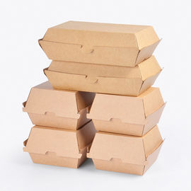 2 Sizes Kraft Paper Burger Box , Burger Takeaway Box Thickness 250gsm supplier