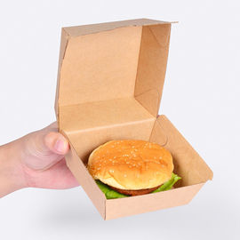 2 Sizes Kraft Paper Burger Box , Burger Takeaway Box Thickness 250gsm supplier